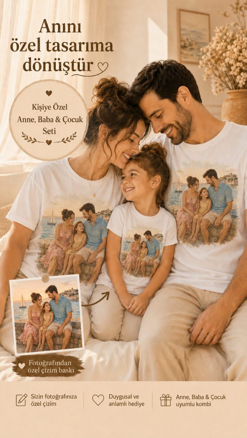 Kişiye Özel 3'lü Masalsı Tasarım T-shirt Seti